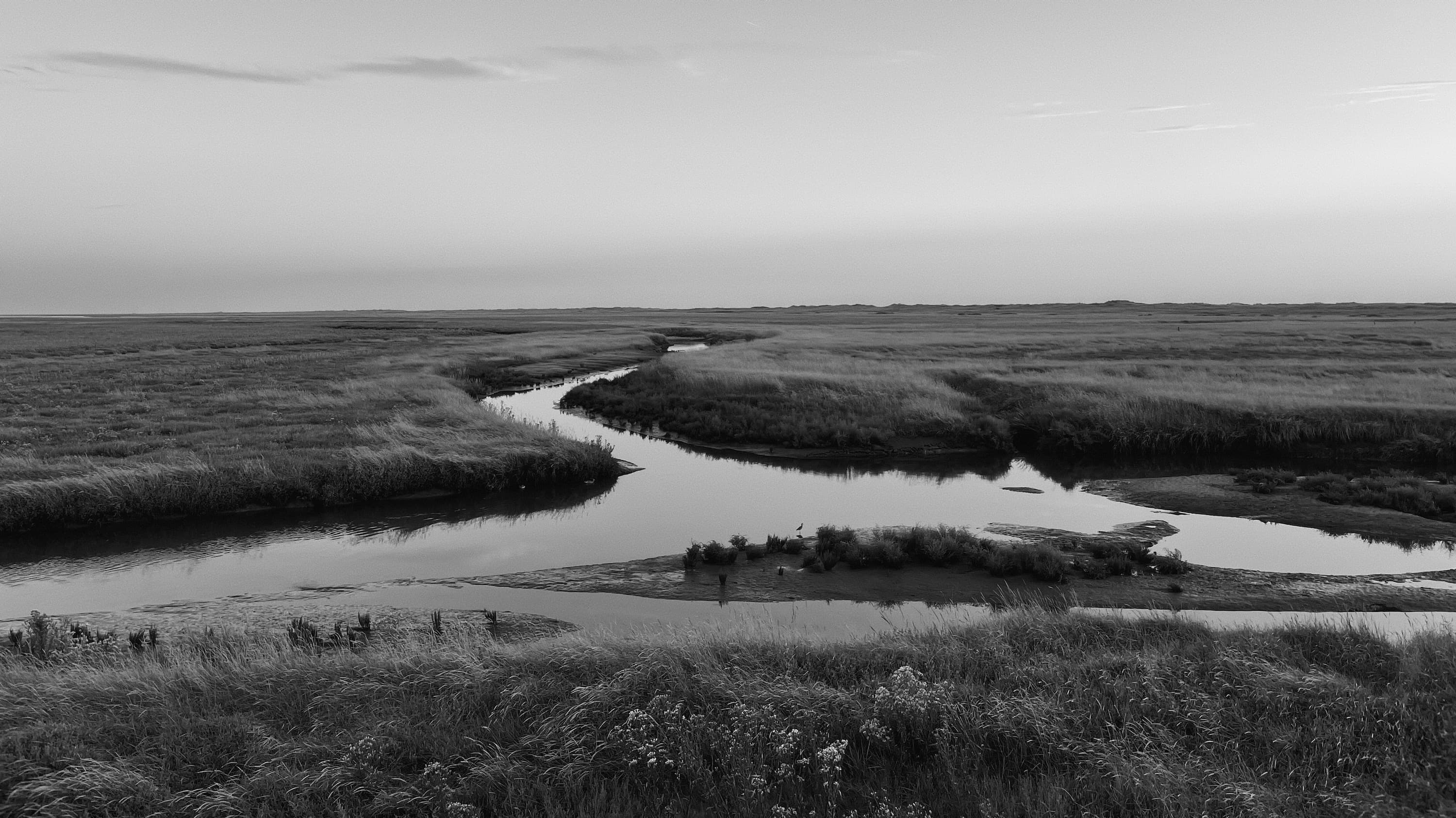 Analog sea photograph with dramatic sky
